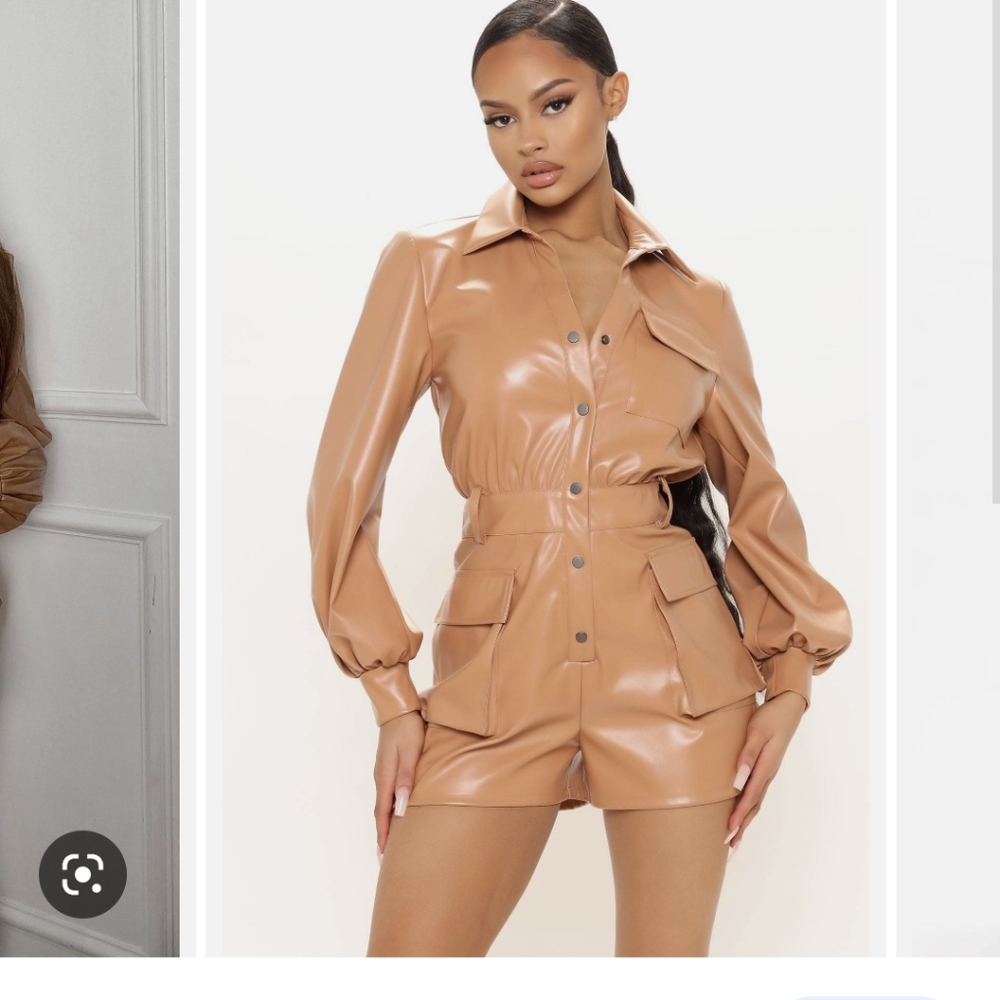 Faux leather romper